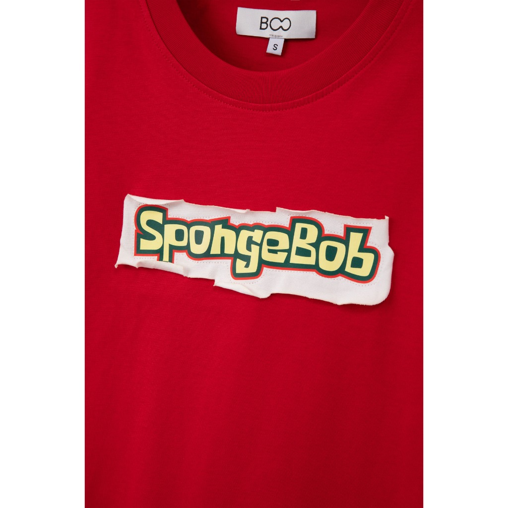Áo Thun BOO Form Boxy Ringer Cotton In Hình Bọt biển Spongebob