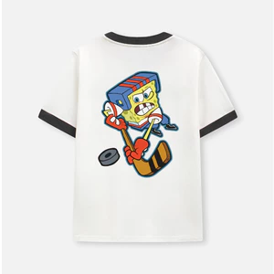 Áo Thun BOO Form Boxy Ringer Cotton In Hình Bọt biển Spongebob