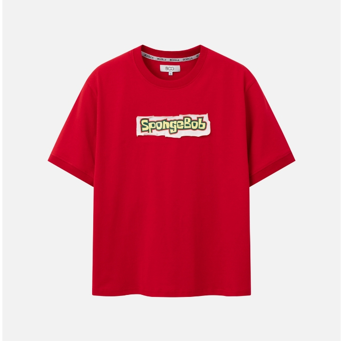 Áo Thun BOO Form Boxy Ringer Cotton In Hình Bọt biển Spongebob