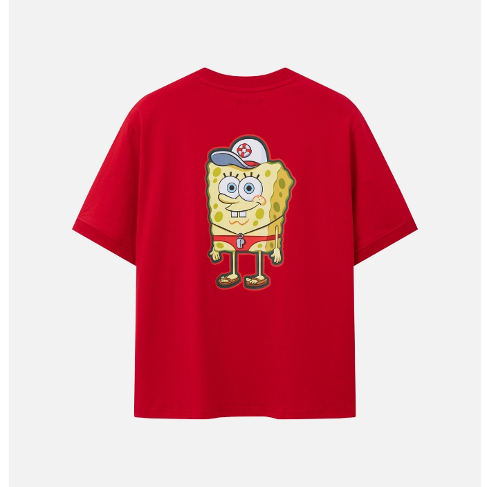 Áo Thun BOO Form Boxy Ringer Cotton In Hình Bọt biển Spongebob
