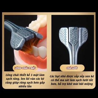Bàn Chải Đánh Răng Cấu Trúc 3D Đa Chiều, Đầu Chải 3 Mặt Lông Tơ Mềm Mại Làm Sạch Mảng Bám