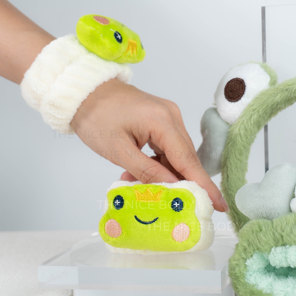 Băng Đeo Rửa Mặt Đeo Tay Jade&Leaf, Cài Tóc Bông Dày Tránh Nước Combo 3 Món Dễ Thương CHÚ ẾCH