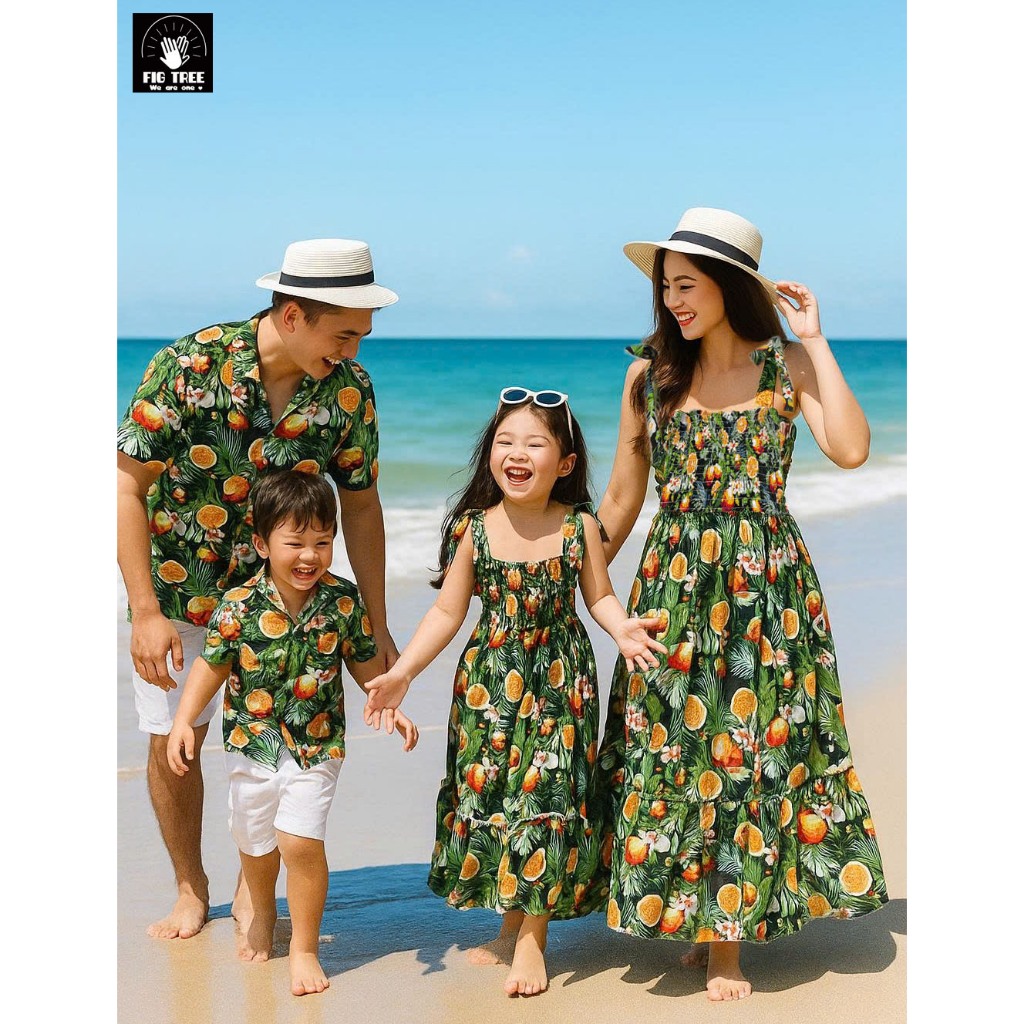 Đồ Gia Đình Fig Tree Họa Tiết Trái Cam Mùa Hè Tươi Mát Đi Biển, Du Lịch, Chất Kate mát, MS 192