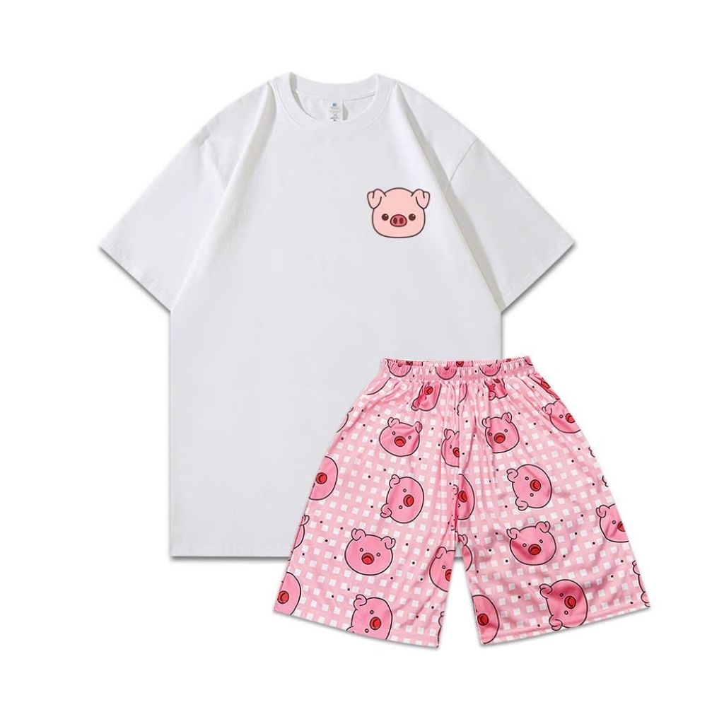 Áo Phông Ngắn Tay In Họa Tiết Cotton Nguyên Chất, Dáng Rộng Vừa Vặn,dễ phối đồ- Hình Con Heo