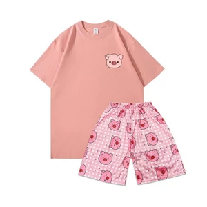 Áo Phông Ngắn Tay In Họa Tiết Cotton Nguyên Chất, Dáng Rộng Vừa Vặn,dễ phối đồ- Hình Con Heo