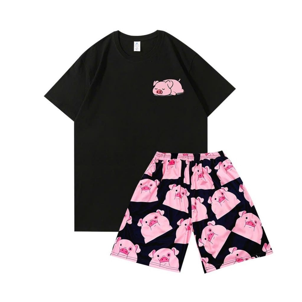 Áo Phông Ngắn Tay In Họa Tiết Cotton Nguyên Chất, Dáng Rộng Vừa Vặn,dễ phối đồ- Hình Con Heo