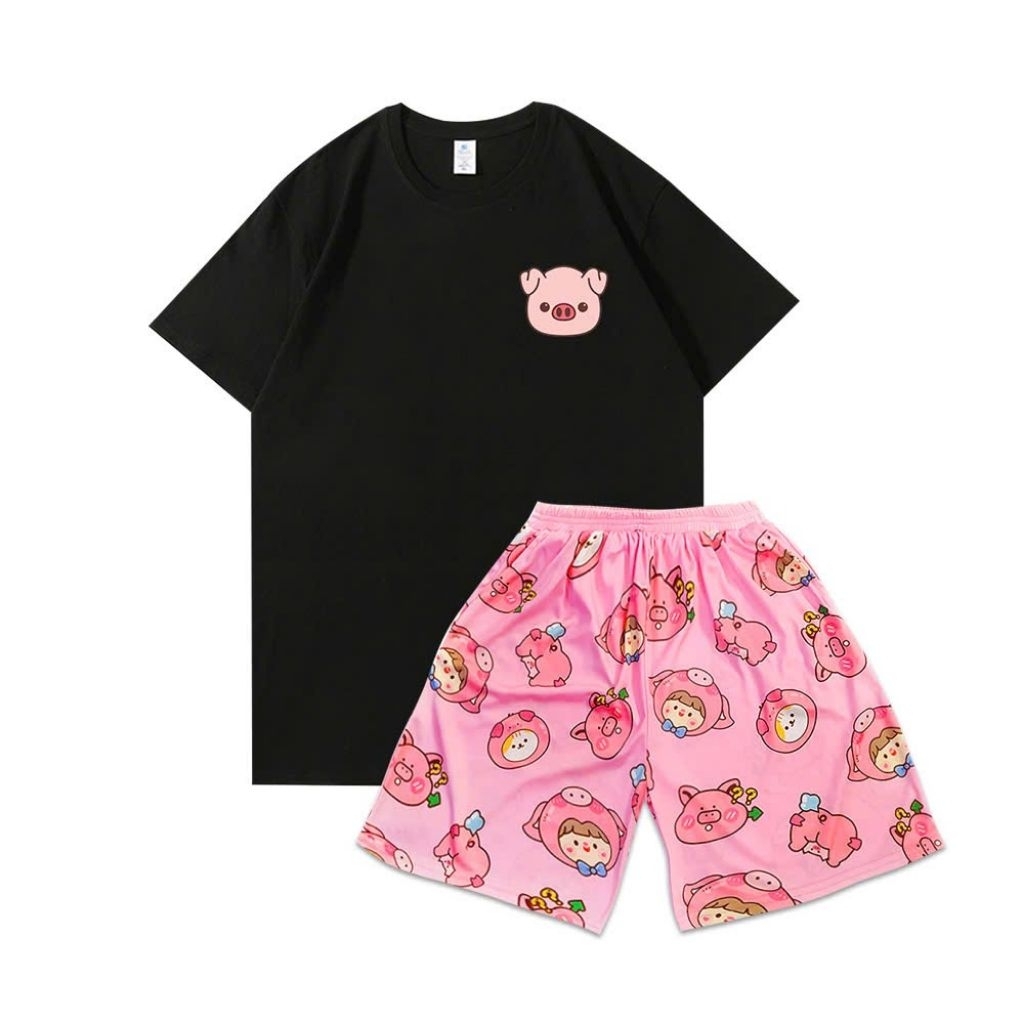 Áo Phông Ngắn Tay In Họa Tiết Cotton Nguyên Chất, Dáng Rộng Vừa Vặn,dễ phối đồ- Hình Con Heo