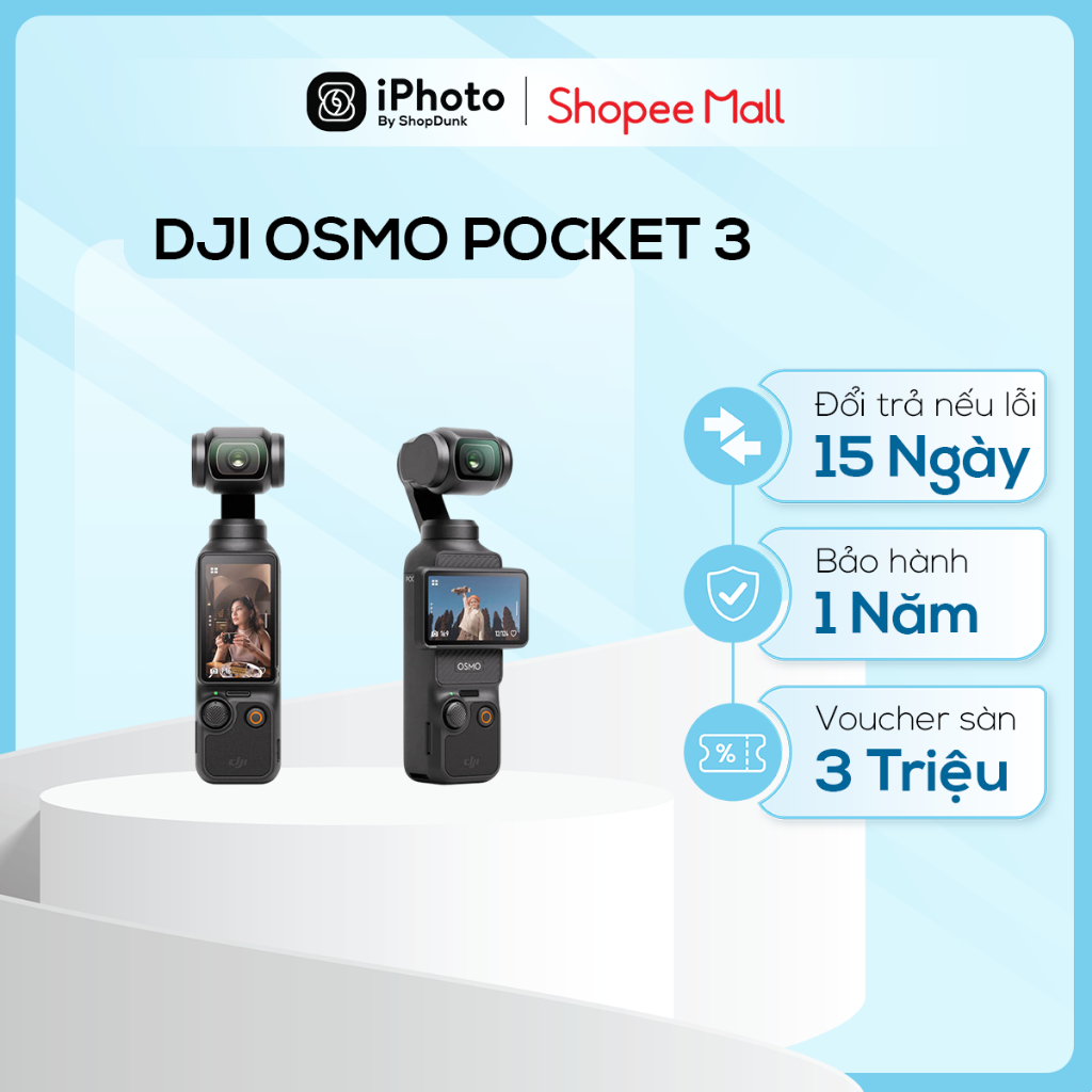 Camera DJI Pocket 3 Cầm Tay Bỏ Túi Nhỏ Gọn, Quay Video Sắc Nét 4K 120fps, Bảo Hành Chính Hãng