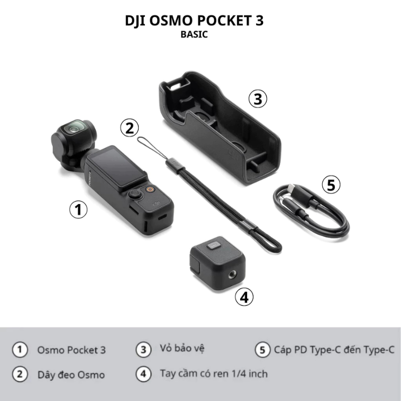 Camera DJI Pocket 3 Cầm Tay Bỏ Túi Nhỏ Gọn, Quay Video Sắc Nét 4K 120fps, Bảo Hành Chính Hãng