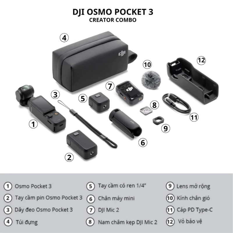 Camera DJI Pocket 3 Cầm Tay Bỏ Túi Nhỏ Gọn, Quay Video Sắc Nét 4K 120fps, Bảo Hành Chính Hãng