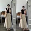 Set Đồ Nữ -Set Áo Zip Đen Mix Chân Váy Đũi Xoắn Eo Dáng Dài Hàng 2 Lớp Siêu Xinh