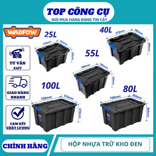 ĐỒ NGHỀ WADFOW Hộp nhựa trữ kho đen 25L WTB3325 / 40L WTB3340 / 55L WTB3355 / 80L WTB3380 / 100L WTB331B