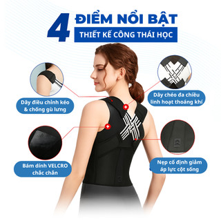 Đai chống gù lưng AOLIKES, hỗ trợ định hình, cải thiện vóc dáng, có nẹp hỗ trợ thẳng lưng điều chỉnh dáng đi cơ thể