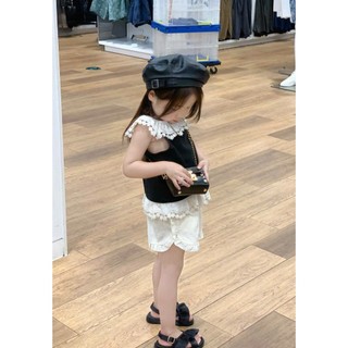 [B&G] Sét bộ quần đùi trắng kèm áo sát nách đen phối ren dễ thương cho bé gái từ 12-45kg(2-12 tuổi)