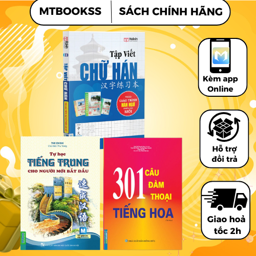 Sách - Tự Học Tiếng Trung Cho Người Mới Bắt Đầu + 301 câu đàm thoại tiếng Hoa + Tập Viết Chữ Hán
