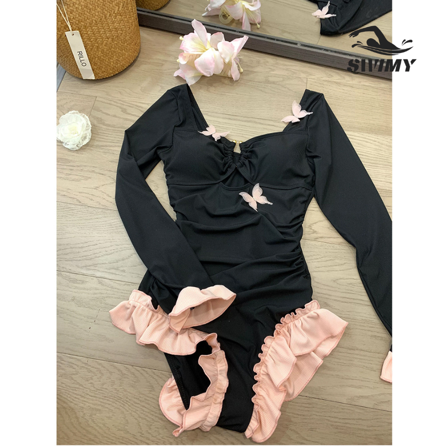 Bikini Đồ Bơi 1 Mảnh Dài Tay Cao Cấp SWIMY Bodysuit Váy Đi Biển Nữ Kín Đáo