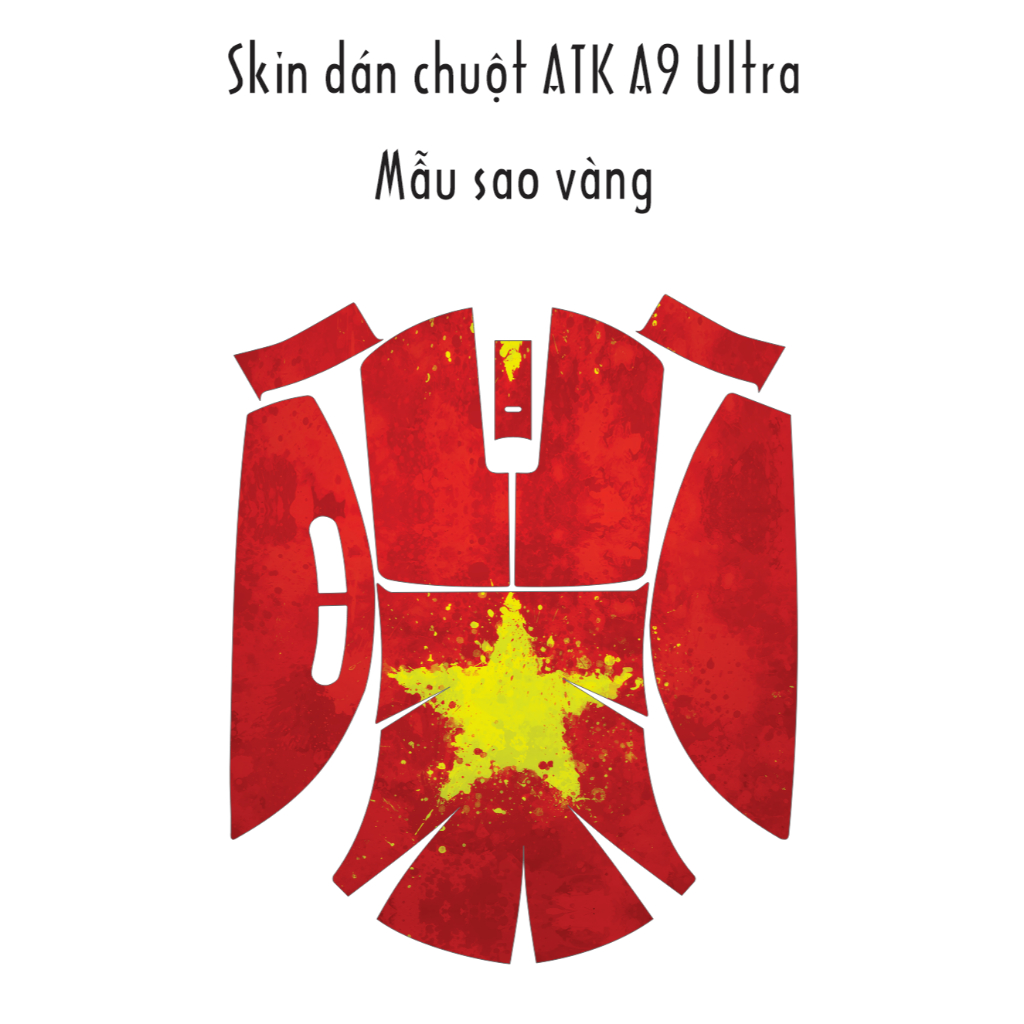 Skin dán chuột ATK Dragonfly A9, A9 SE, A9 Plus, A9 Pro, A9 Ultra mẫu cở đỏ sao vàng | Miếng dán Film 3M chống trơn