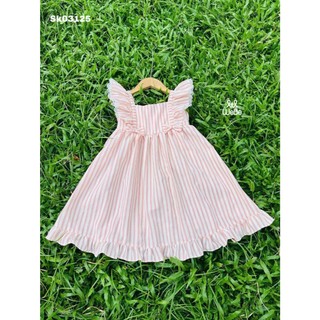 [B&G] Đầm váy cánh tiên ngực phối nơ kẻ sọc mùa hè cho bé gái từ 12-45kg(2-12 tuổi)
