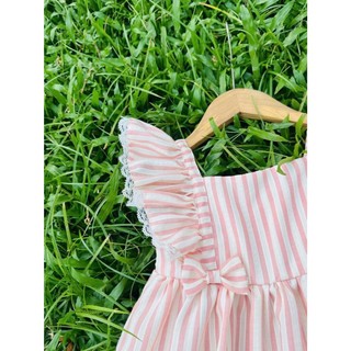 [B&G] Đầm váy cánh tiên ngực phối nơ kẻ sọc mùa hè cho bé gái từ 12-45kg(2-12 tuổi)