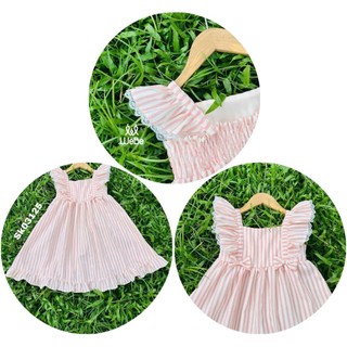 [B&G] Đầm váy cánh tiên ngực phối nơ kẻ sọc mùa hè cho bé gái từ 12-45kg(2-12 tuổi)