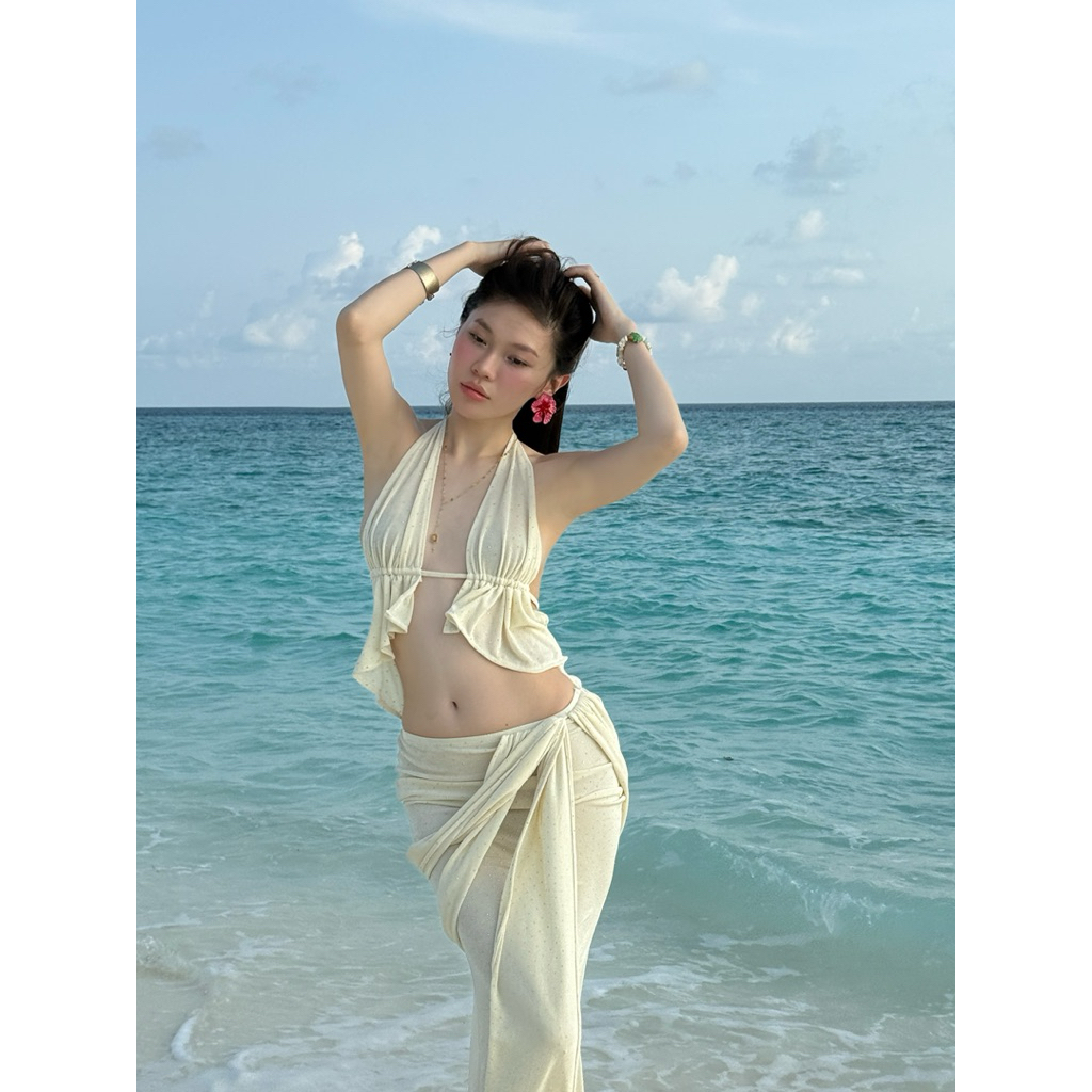 AESTHETE - DUNE SET áo 2 dây cột lưng mix chân váy dài
