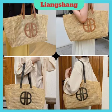Women's Korean-Style Woven Straw Bag – Large, for the Beach