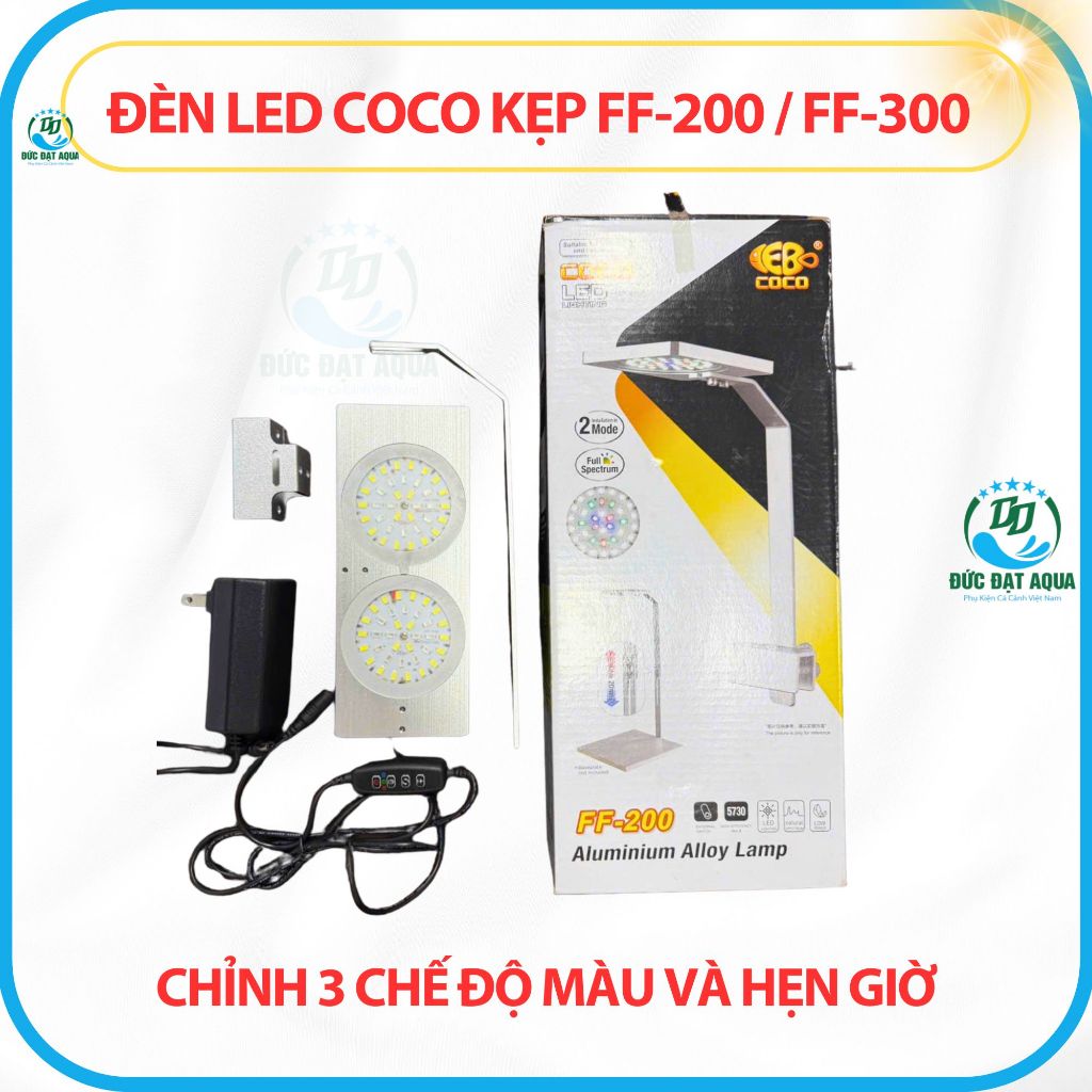 Đèn Led COCO WRGB FF200- FF300 ĐỎ CÁ KHÔNG ĐỎ NƯỚC, đổi màu 3 chế độ,hẹn giờ 4