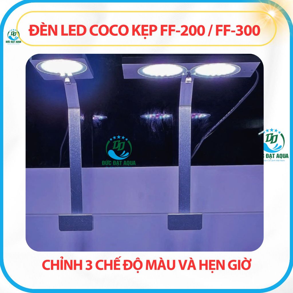 Đèn Led COCO WRGB FF200- FF300 ĐỎ CÁ KHÔNG ĐỎ NƯỚC, đổi màu 3 chế độ,hẹn giờ 6