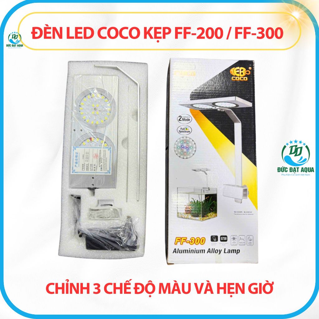 Đèn Led COCO WRGB FF200- FF300 ĐỎ CÁ KHÔNG ĐỎ NƯỚC, đổi màu 3 chế độ,hẹn giờ