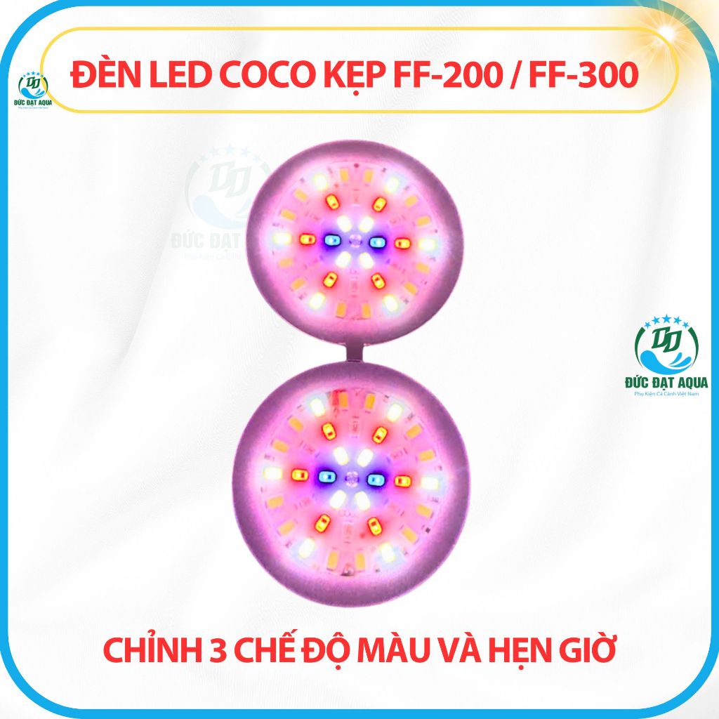 Đèn Led COCO WRGB FF200- FF300 ĐỎ CÁ KHÔNG ĐỎ NƯỚC, đổi màu 3 chế độ,hẹn giờ 9