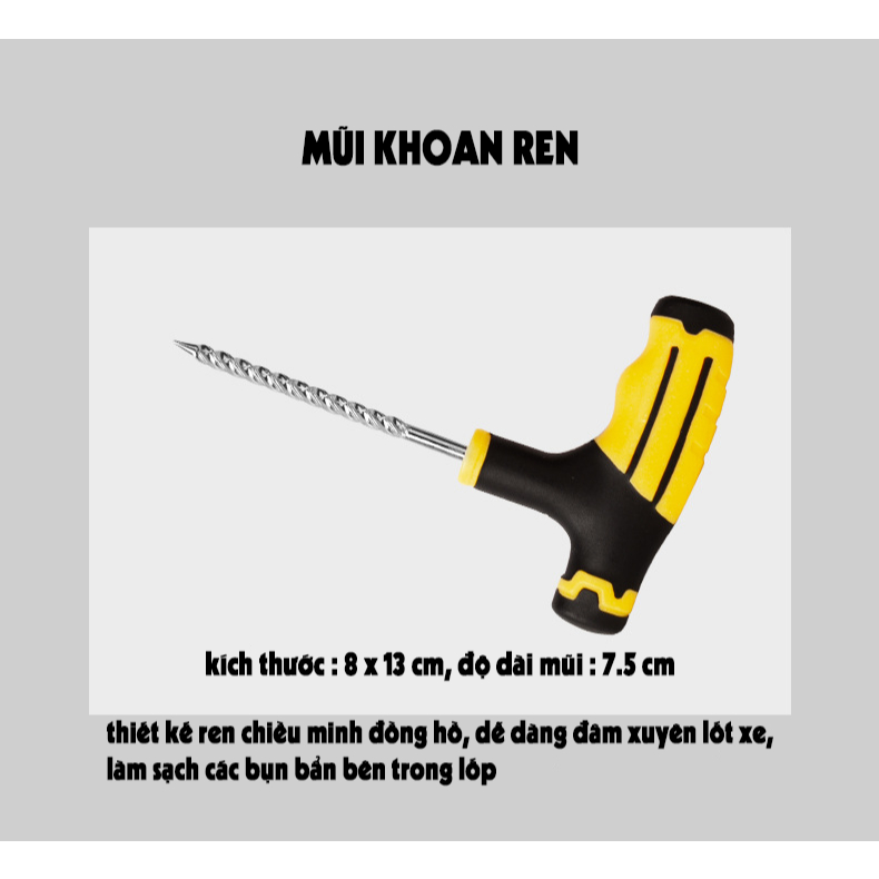 Bộ dụng cụ vá lốp ô tô thông minh TICAUTO bản cao cấp, trọn bộ 8 tri tiết dễ dàng sử dụng