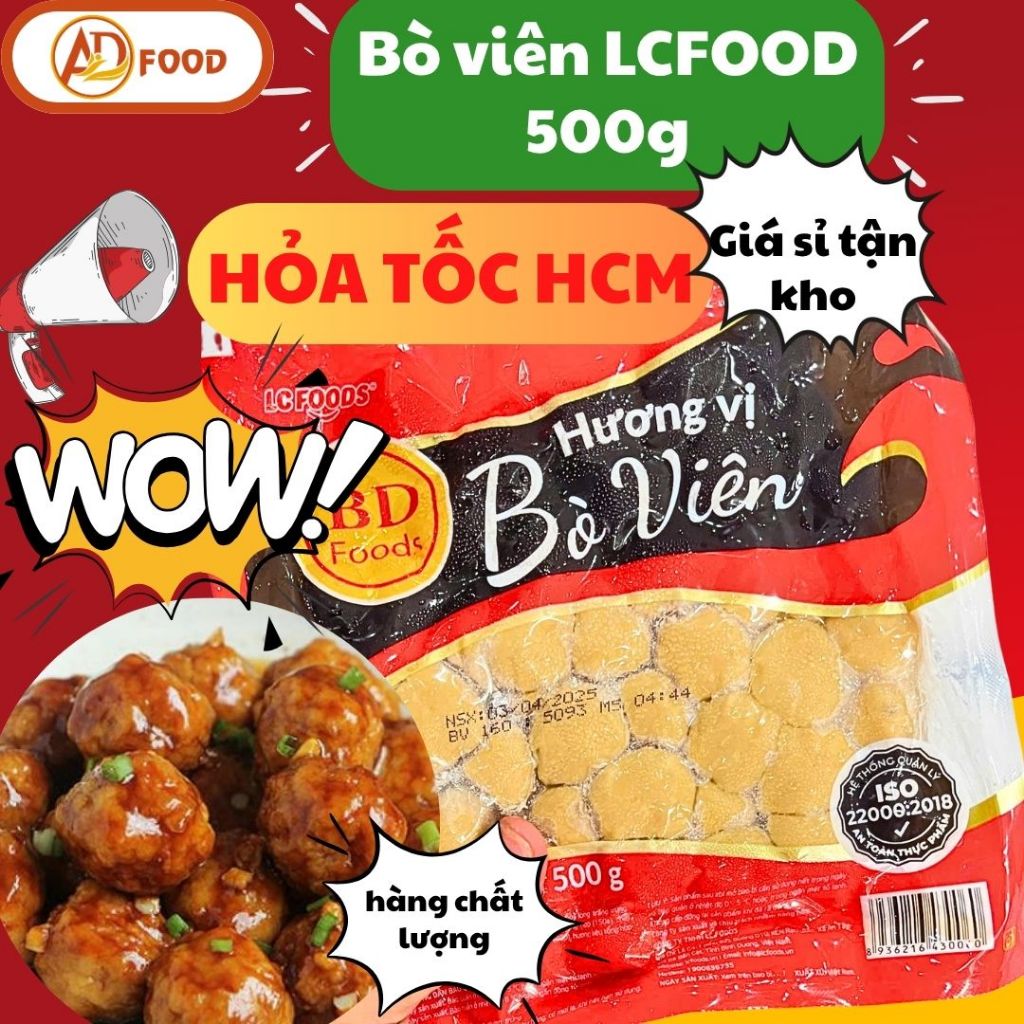 (Hỏa Tốc HCM-Giá Sỉ) Bò Viên Lacusina 500g, giòn dai, hàng loại ngon, ngon đậm vị