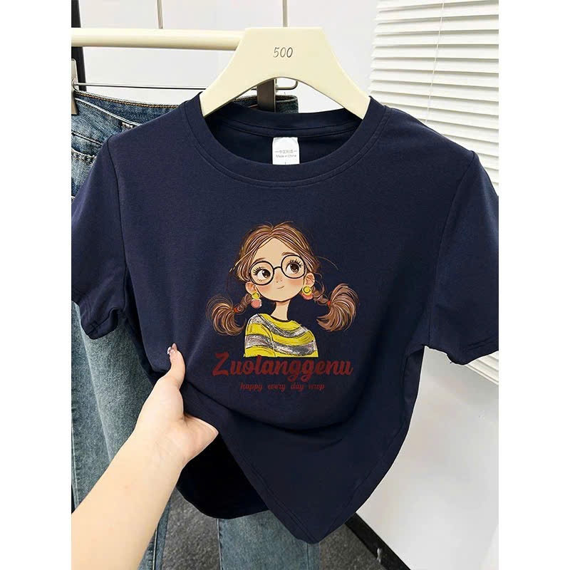 Áo thun nữ in hình Bé đeo kính Cute JULY FASHION, Áo thun nữ ngắn tay dáng rộng, chất thun Cotton dày dặn mặc mát mẻ
