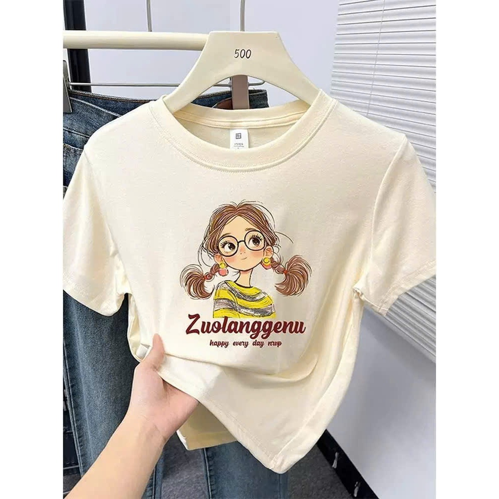Áo thun nữ in hình Bé đeo kính Cute JULY FASHION, Áo thun nữ ngắn tay dáng rộng, chất thun Cotton dày dặn mặc mát mẻ