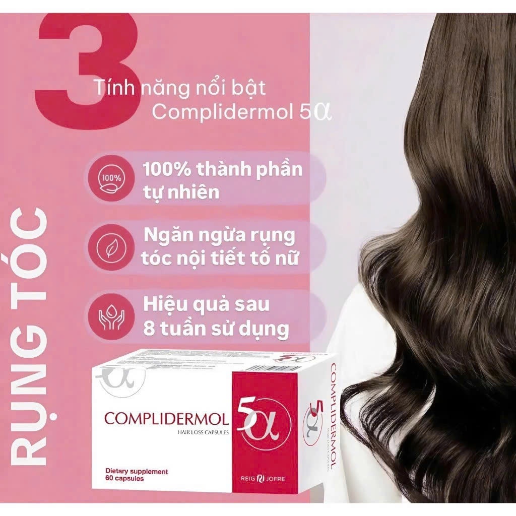 [SALE DATE NGẮN] Viên Uống Mọc Tóc Complidermol 5α  -  Ngăn rụng tóc, tăng cường mọc tóc - Hộp 60 Viên (Date 1/2027)
