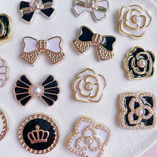 Set 12 Sticker, Charm 3D chủ đề Nơ hoa hồng DIY Mita gắn Dép Sục, Cá Sấu  JB-317