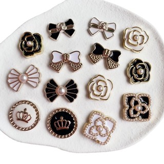 Set 12 Sticker, Charm 3D chủ đề Nơ hoa hồng DIY Mita gắn Dép Sục, Cá Sấu  JB-317
