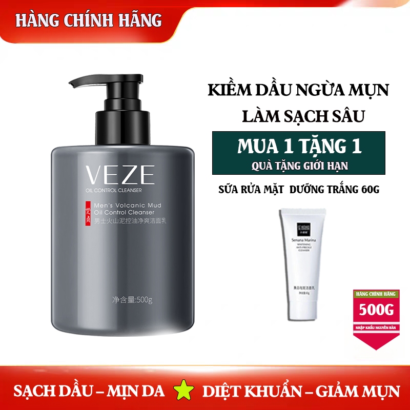 【 Mua 1 Tặng 1】Sữa Rửa Mặt Nam Da Dầu Hỗ Trợ Ngừa Mụn Tràm Trà Axit Salicylic 500ML Sạch sâu Da Dầu Mụn-Freeship