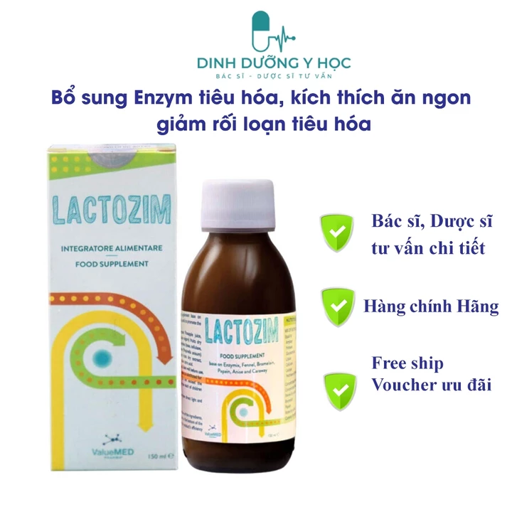 Lactozim - Men tiêu hóa nhập khẩu từ Ý chai 100ml cung cấp 9 Enzym tự nhiên giúp trẻ tiêu hóa tốt