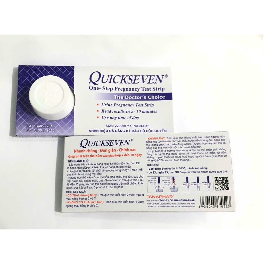 Product image Que thử thai nhanh QuickSeven que thử xét nghiệm định tính HCG hộp 1 que (che tên) 2