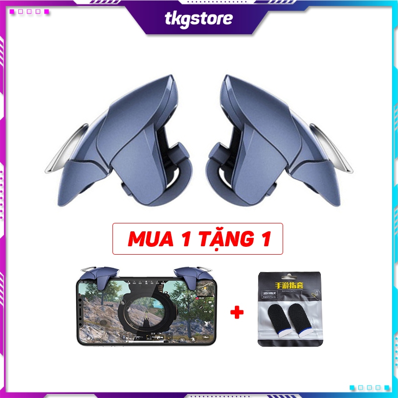 Nút bấm chơi game Blue Shark chất liệu nhựa ABS và kim loại giá rẻ siêu nhạy chơi game Pubg Mobile Free Fire