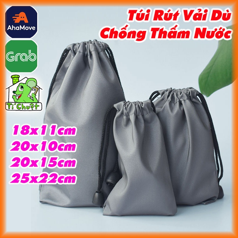 Túi Dây Rút Vải Bóng Chống Thấm Nước Đựng Phụ Kiện Điện Thoại, Pin Sạc Dự Phòng, Tai Nghe