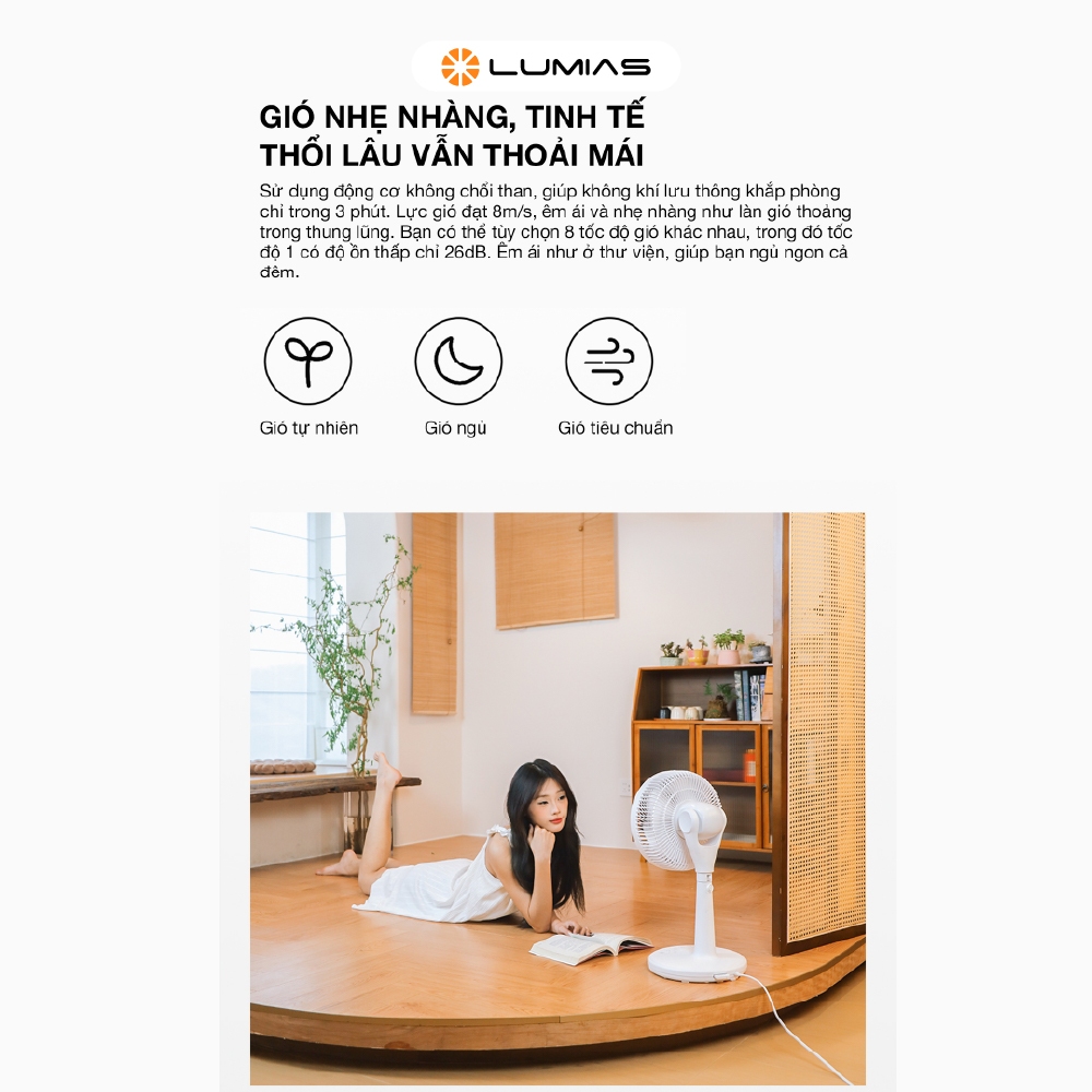 Quạt cây thông minh Lumias F09 - 29W, 8 cấp độ gió - BH 12 Tháng