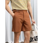Quần short linen nam Ben & Tod RE2215 BE551 chất linen cao cấp đứng form nam tính thiết kế sidetab — ảnh 2