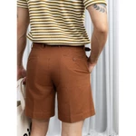 Quần short linen nam Ben & Tod RE2215 BE551 chất linen cao cấp đứng form nam tính thiết kế sidetab — ảnh 3