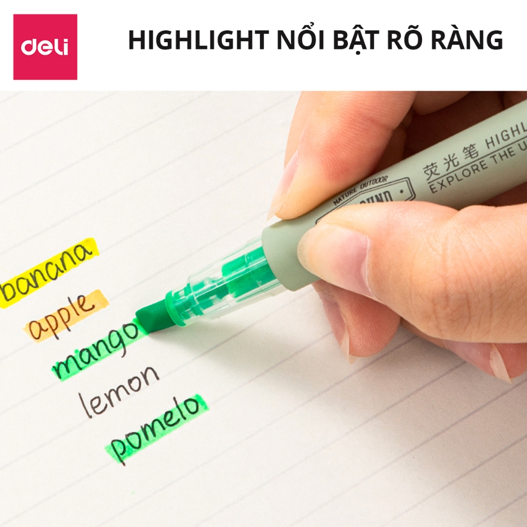 Set 3 Bút Highlight Đánh Dấu Dạ Quang Deli Màu Pastel Tiện Dụng Cho Học Sinh Sinh Viên