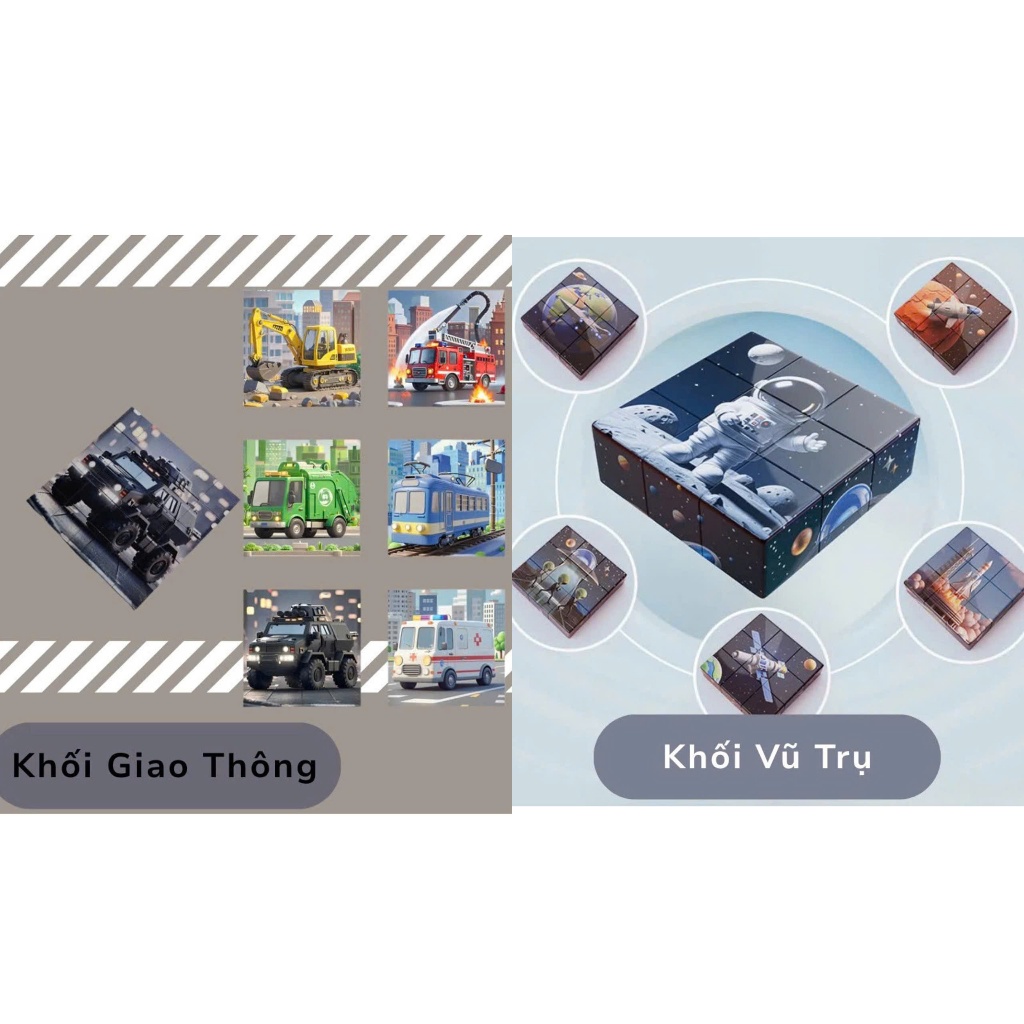 Combo 2 Hộp Xếp Hình Nam Châm 16 Mảnh 6 Mặt - Đồ Chơi Lắp Ghép Phát Triển Tư Duy Cho Bé