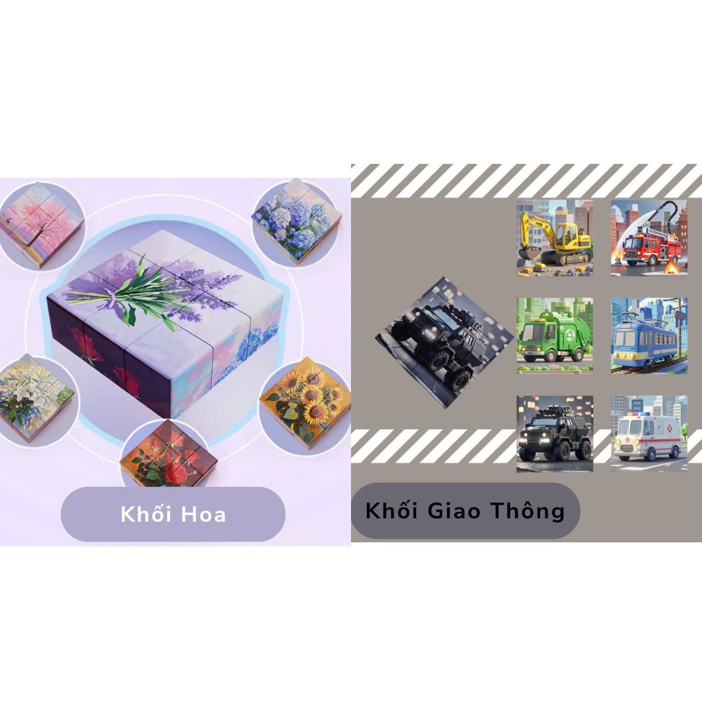 Combo 2 Hộp Xếp Hình Nam Châm 16 Mảnh 6 Mặt - Đồ Chơi Lắp Ghép Phát Triển Tư Duy Cho Bé