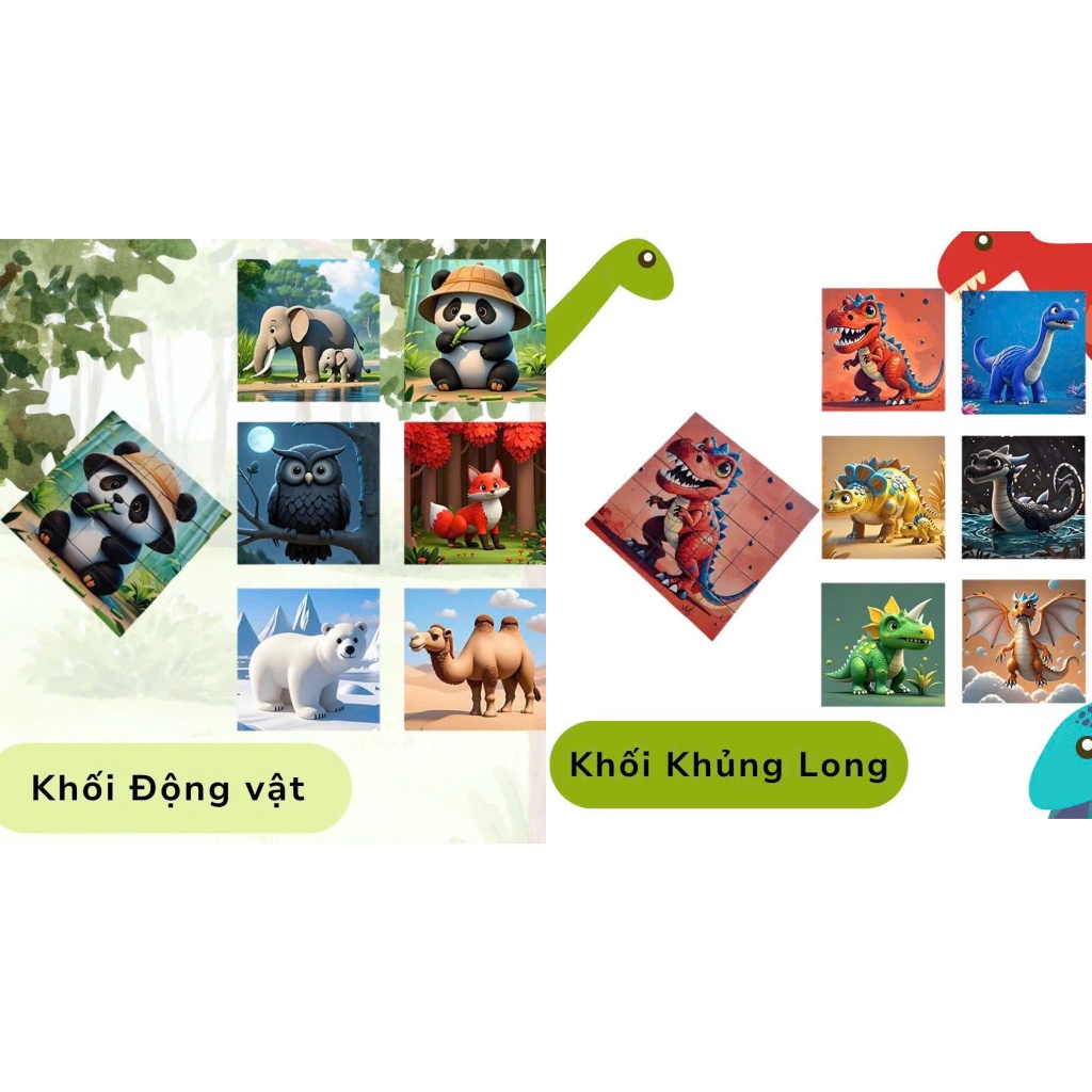 Combo 2 Hộp Xếp Hình Nam Châm 16 Mảnh 6 Mặt - Đồ Chơi Lắp Ghép Phát Triển Tư Duy Cho Bé
