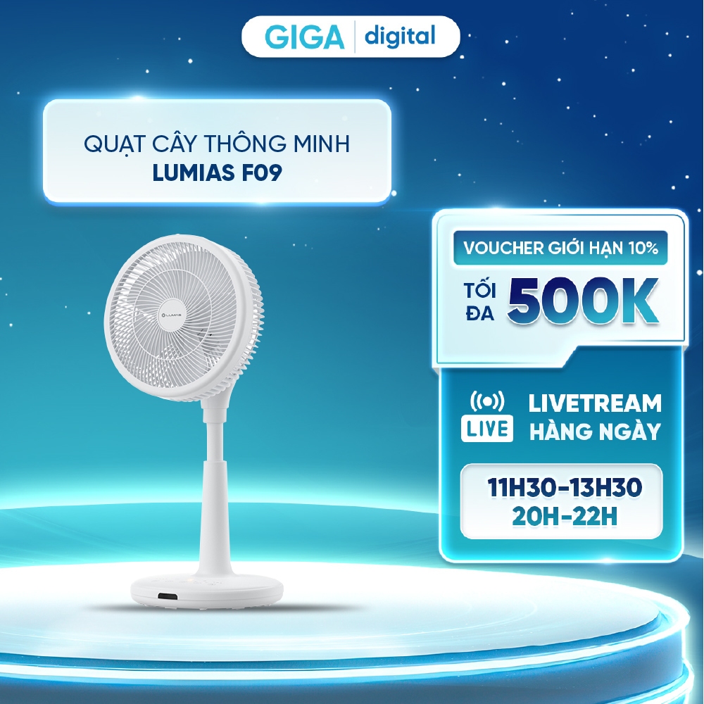 Quạt cây thông minh Lumias F09 - 29W, 8 cấp độ gió - BH 12 Tháng